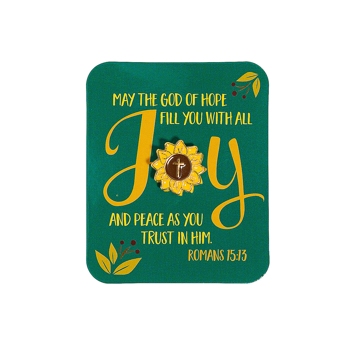 Fun Express Joy Faith Sunflower Pins with Card – 12 Pc