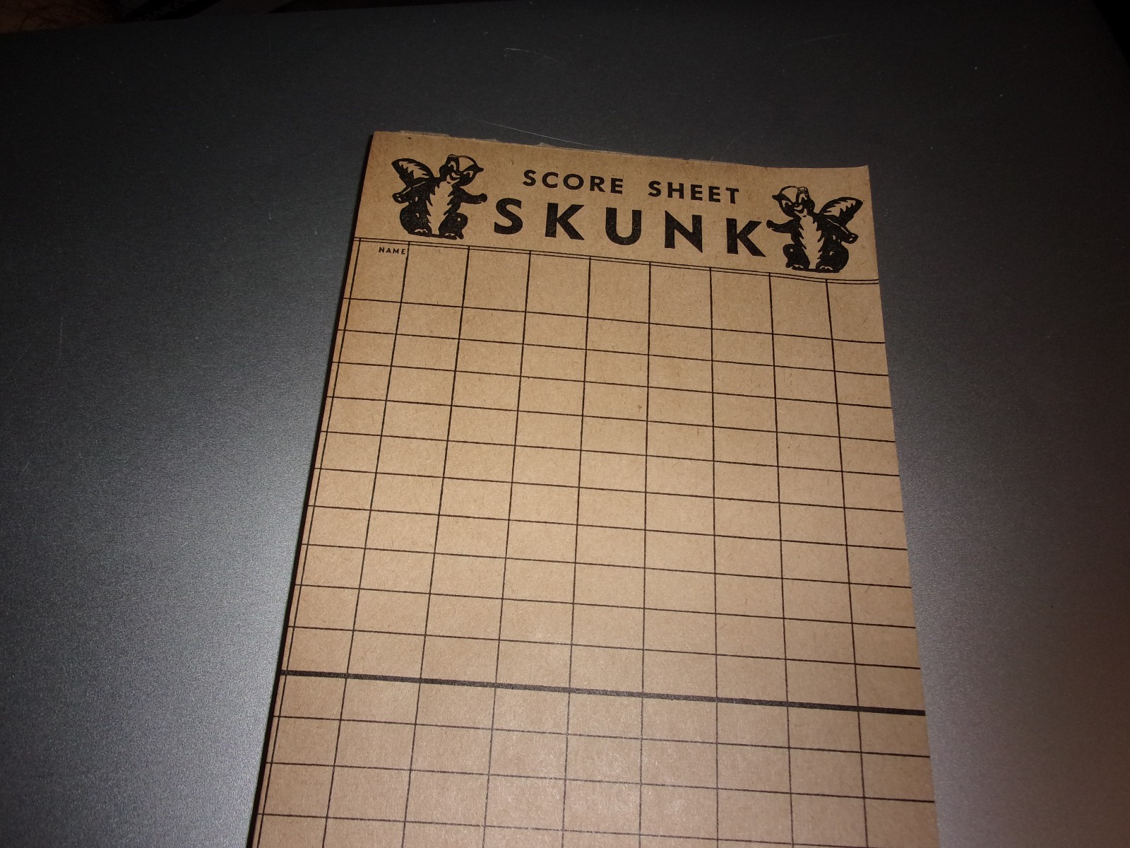 1953 Vintage SKUNK Game Scorepad. No Cardboard backing. 1/4″ Thick of pages.
