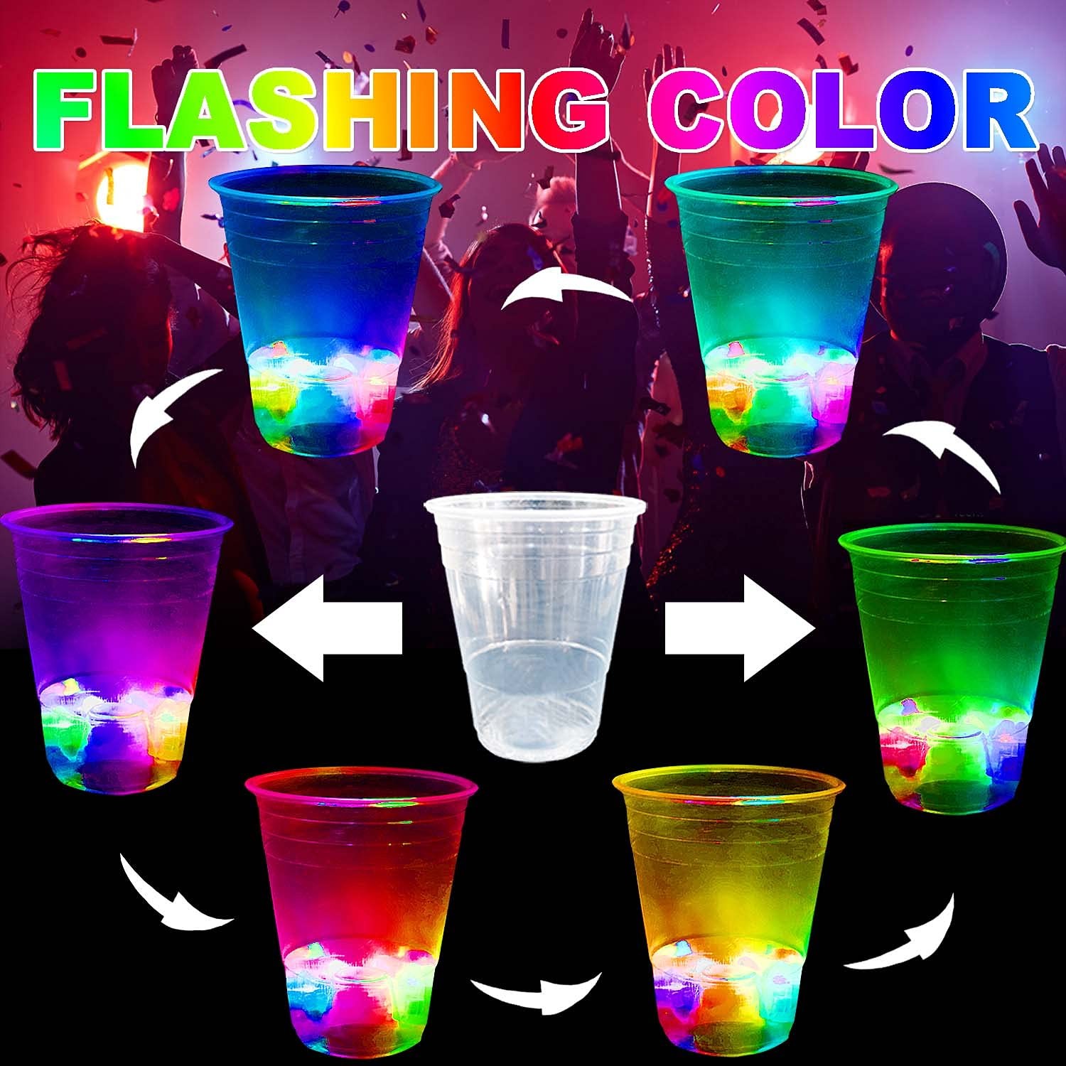 24 Pack 16oz Glow In The Dark Party Cups for Night Party Neon Glasses