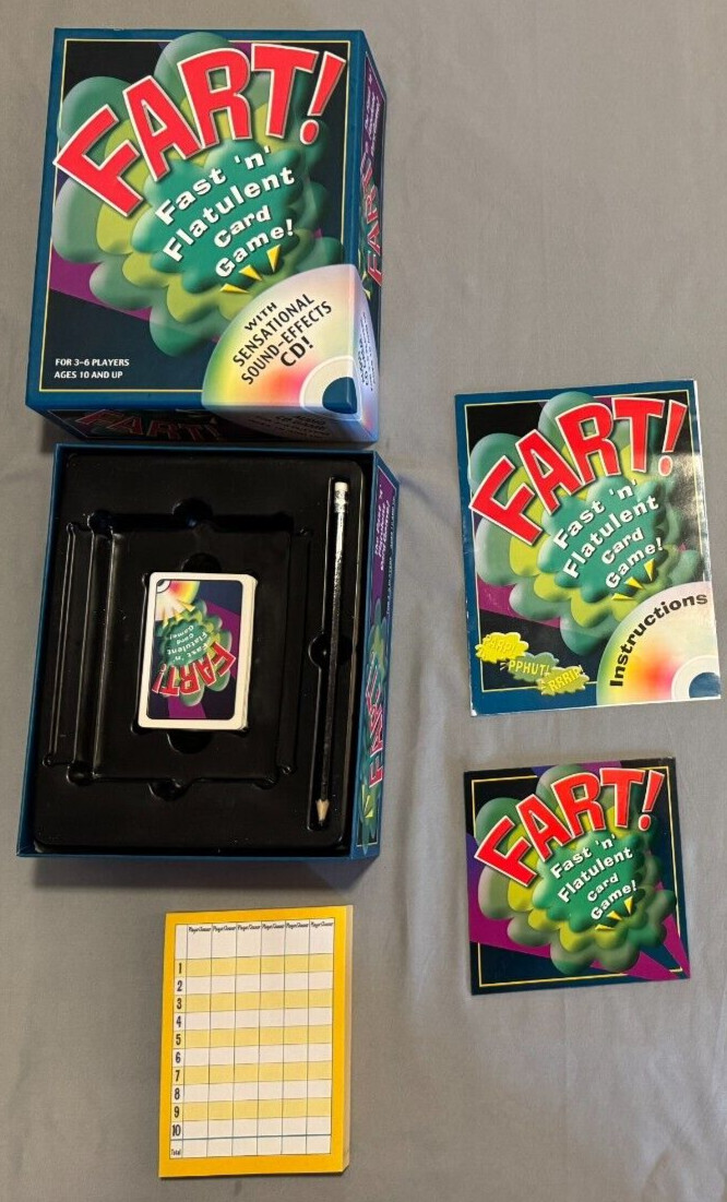 Fart! Fast ‘n” Flatulent Card Game! – Ages 10 and Up – 3-6 Players – Complete