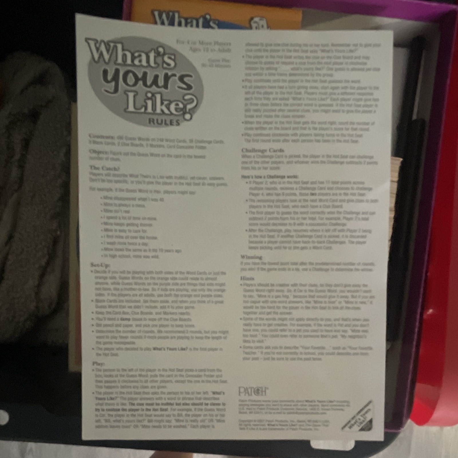 Patch What’s Yours Like? Word Party Game Complete 12+ 4+ Players 2008