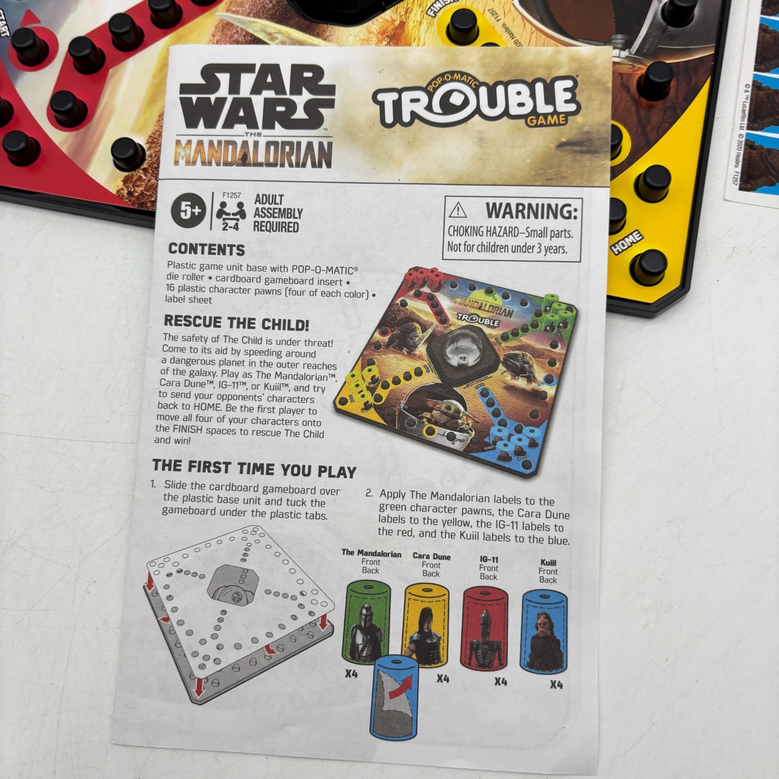 Star Wars The Mandalorian Trouble Game COMPLETE Hasbro 2020 Grogu Pop O Matic