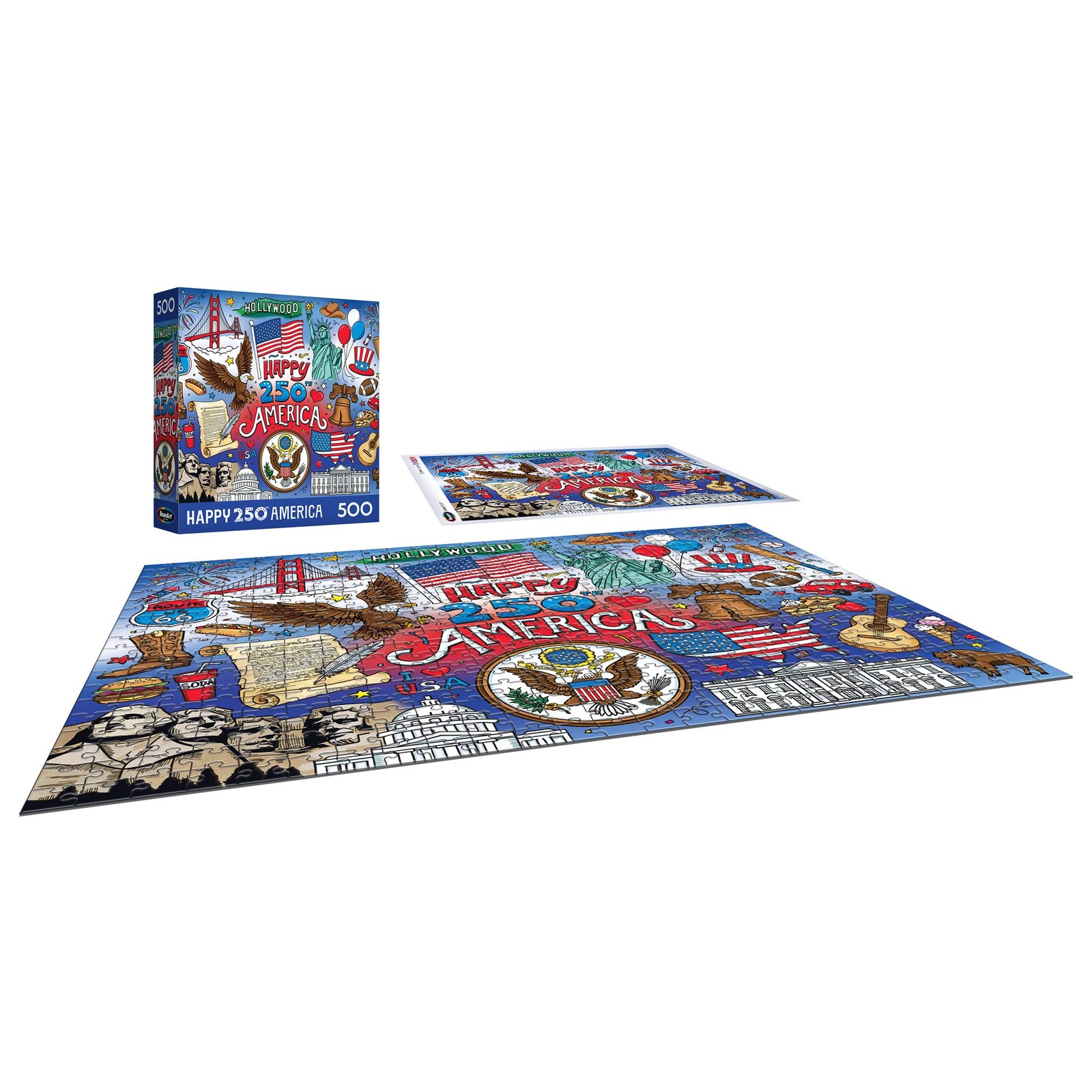 Jigsaw Puzzle 500 Piece Happy Birthday America Patriotic RoseArt Adults Families