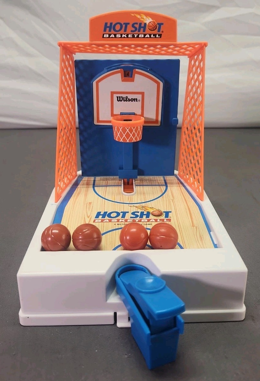 Vintage 1992 Milton Bradley Hot Shots Basketball Travel Game With Extra Pieces.