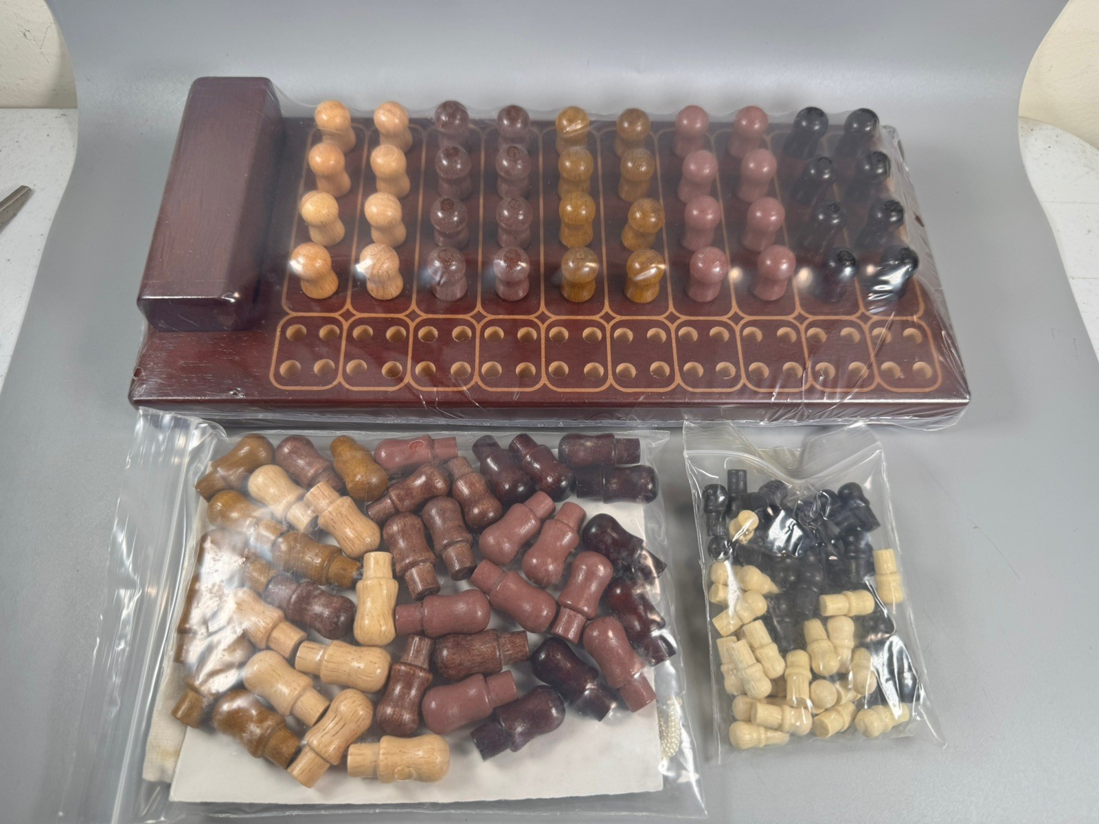 Wood Master Logic Game Set Complete Board Pegs Puzzle Thailand