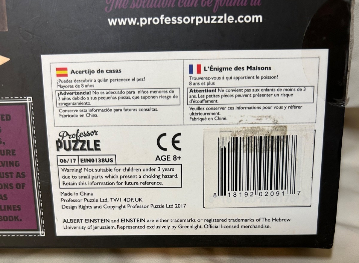 Professor Puzzle Einsteins Collection House Riddle Wooden Brain Teaser Open Box