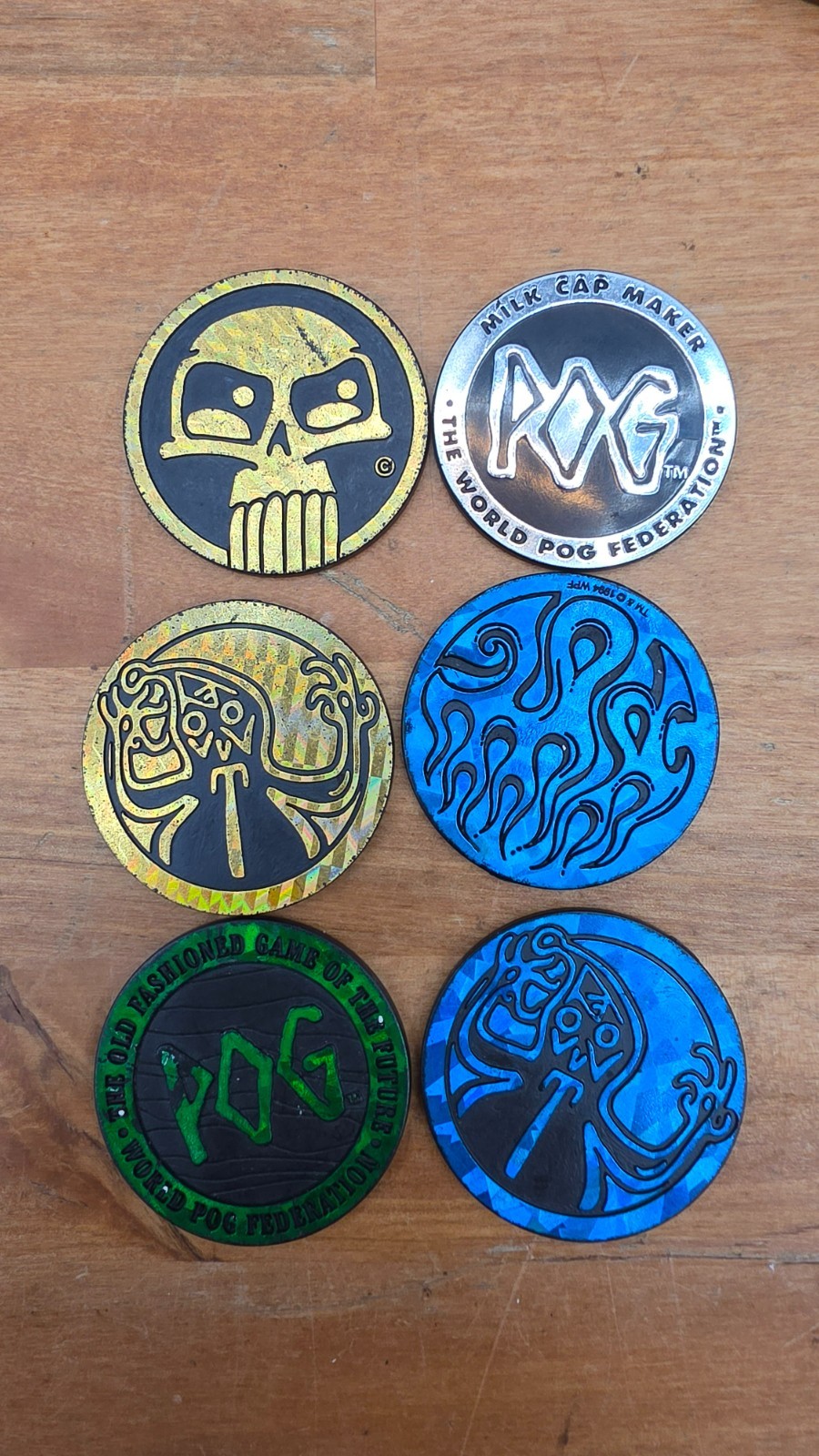 Lot of 4 Plastic POG Slammer Kini 1994 Authentic The World Pog Federation