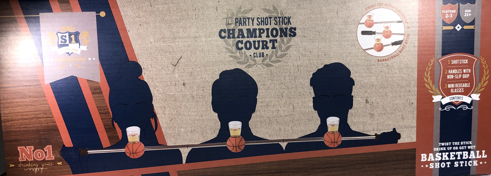 Party Shot Stick Champions Court Club Drinking Game Basketball Shot Glasses NEW
