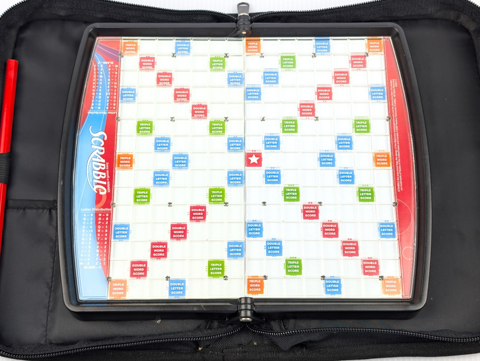 Scrabble Crossword Game Folio Edition Travel To Go Zipper Case COMPLETE Unused