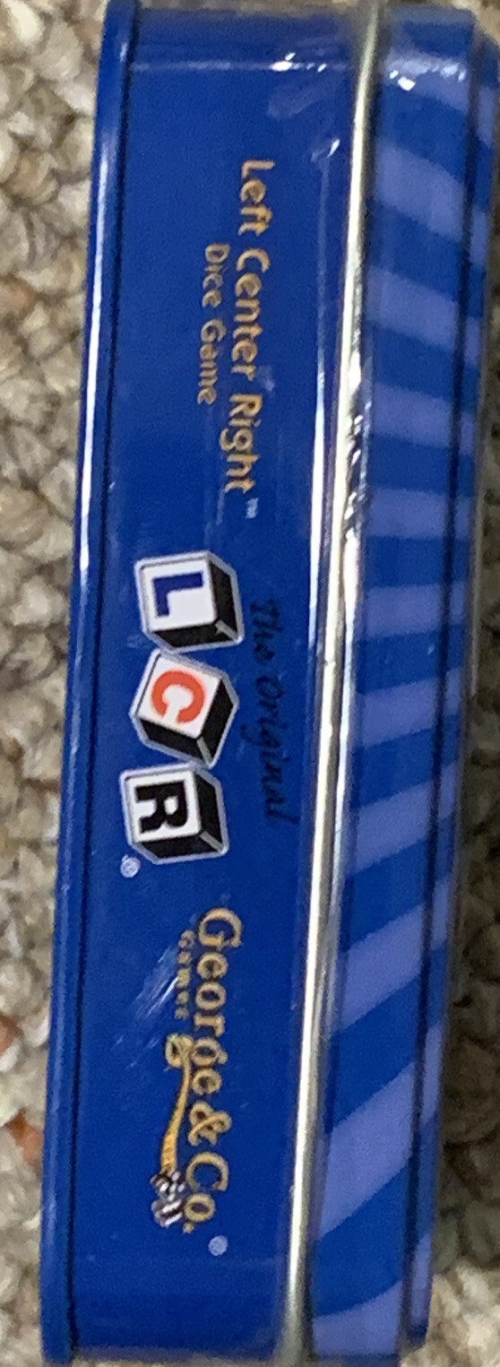 The Original LCR Left Center Right Dice Game Blue Tin George & Company NEW (H)