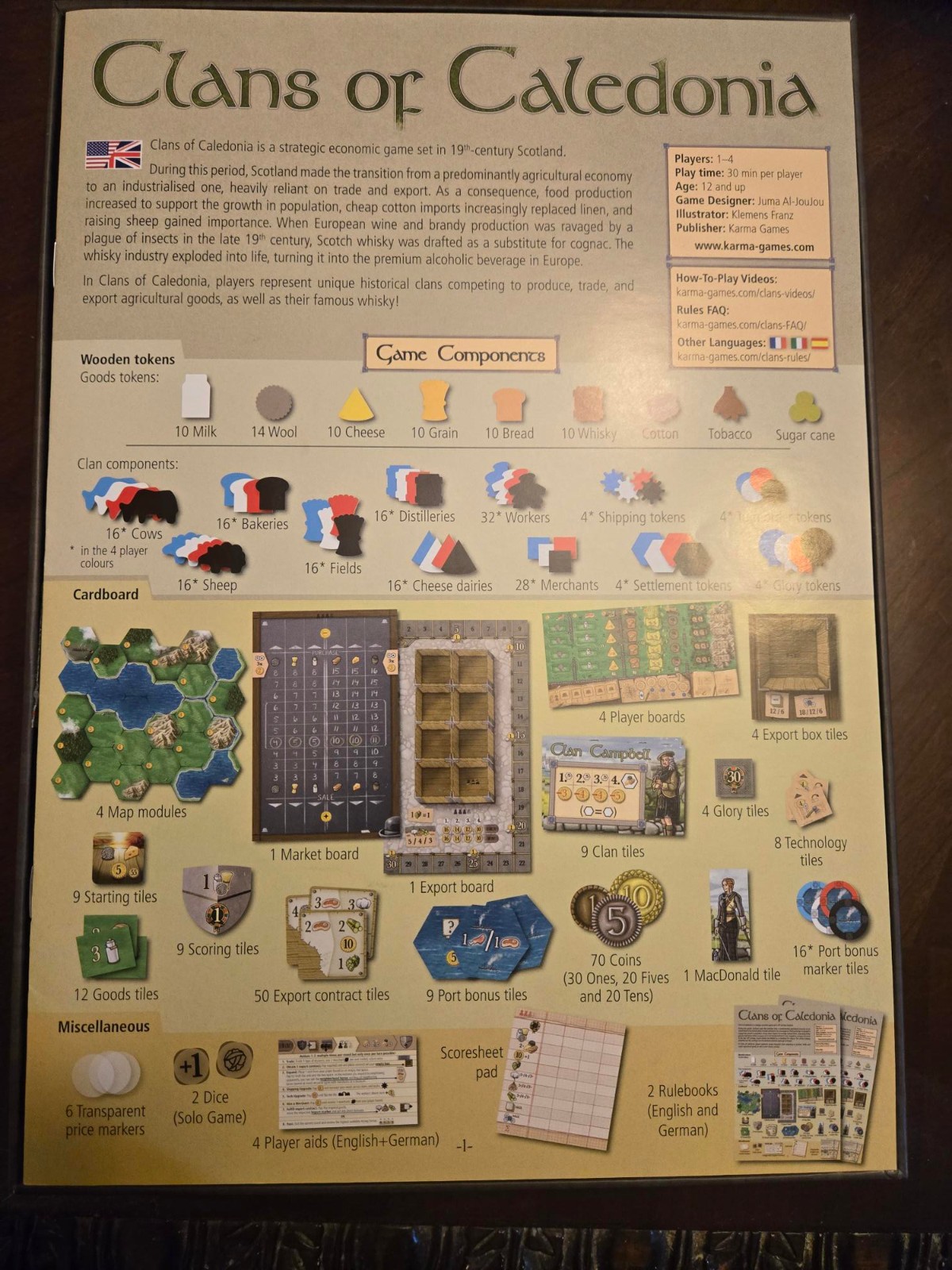 Clans of Caledonia Board Game + Expansion Industria big box + Upgrades!
