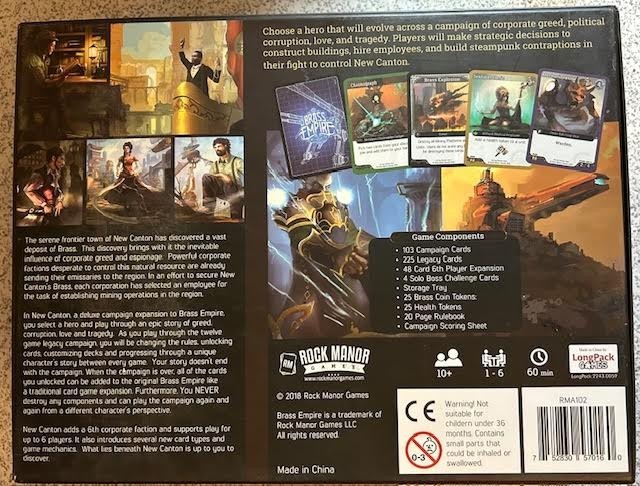 Brass Empire New Canton COMPLETE OPEN BOX card game by Rock Manor Games