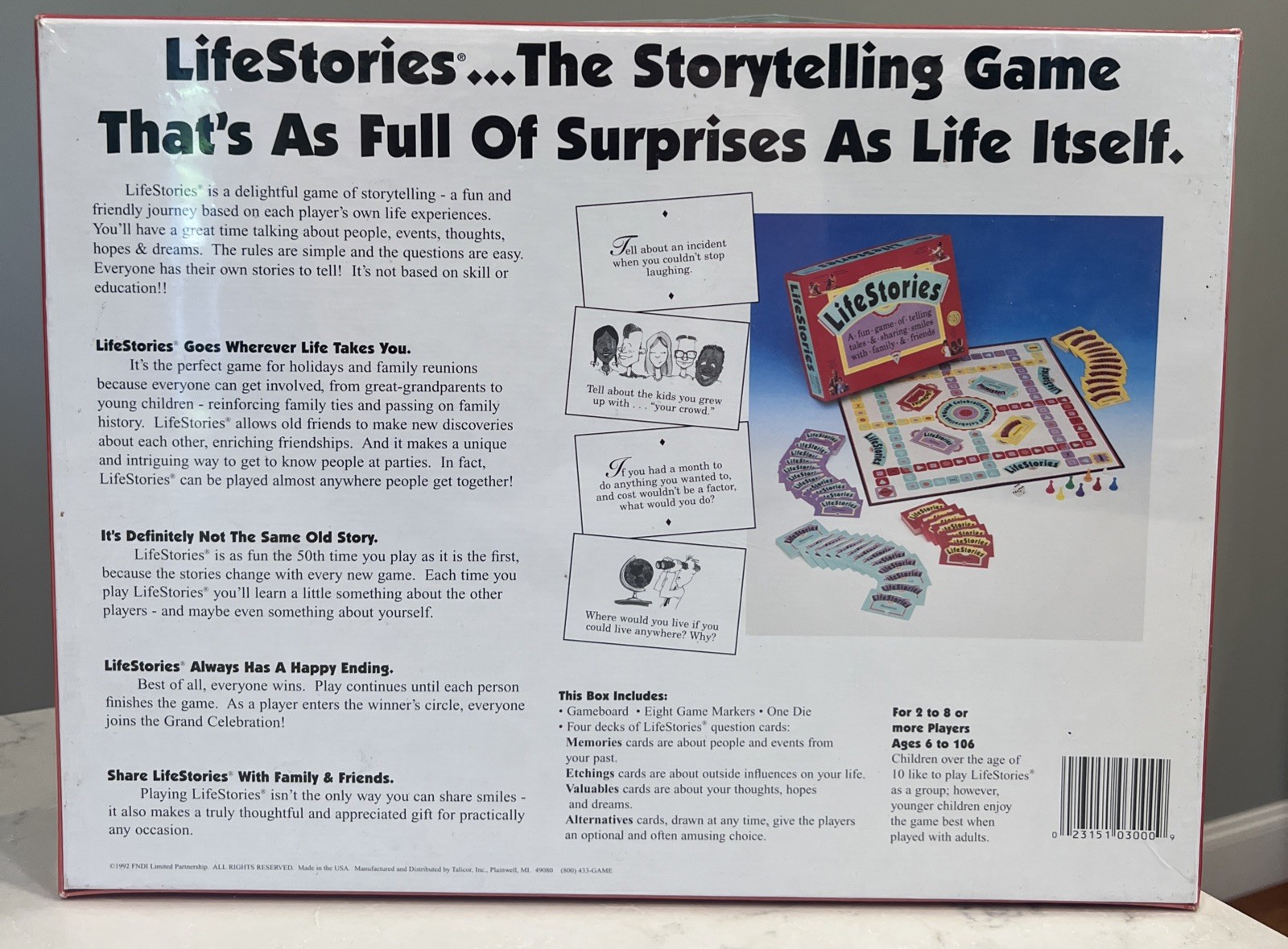 New LIFE STORIES Storytelling Game Telling Tales Sharing Smiles 1992 Sealed VTG