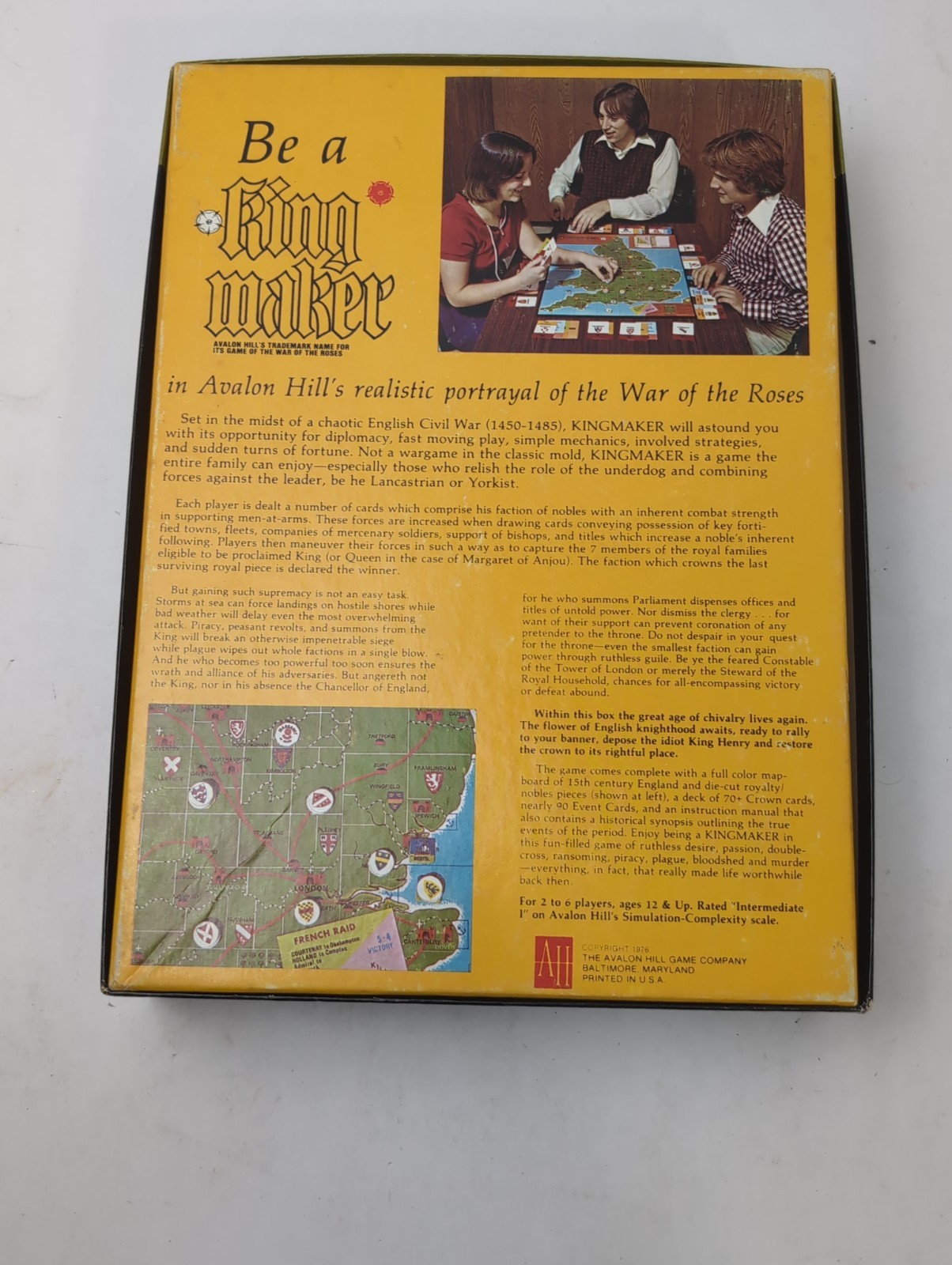 KINGMAKER “War Of The Roses- 15 Century” #818- Avalon Hill – Complete
