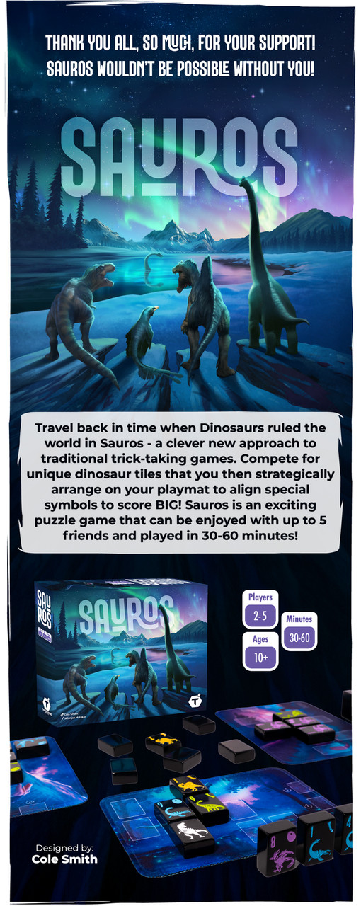 Sauros (The Dino Trick-Taking Puzzle Game) – Kickstarter Deluxe Edition