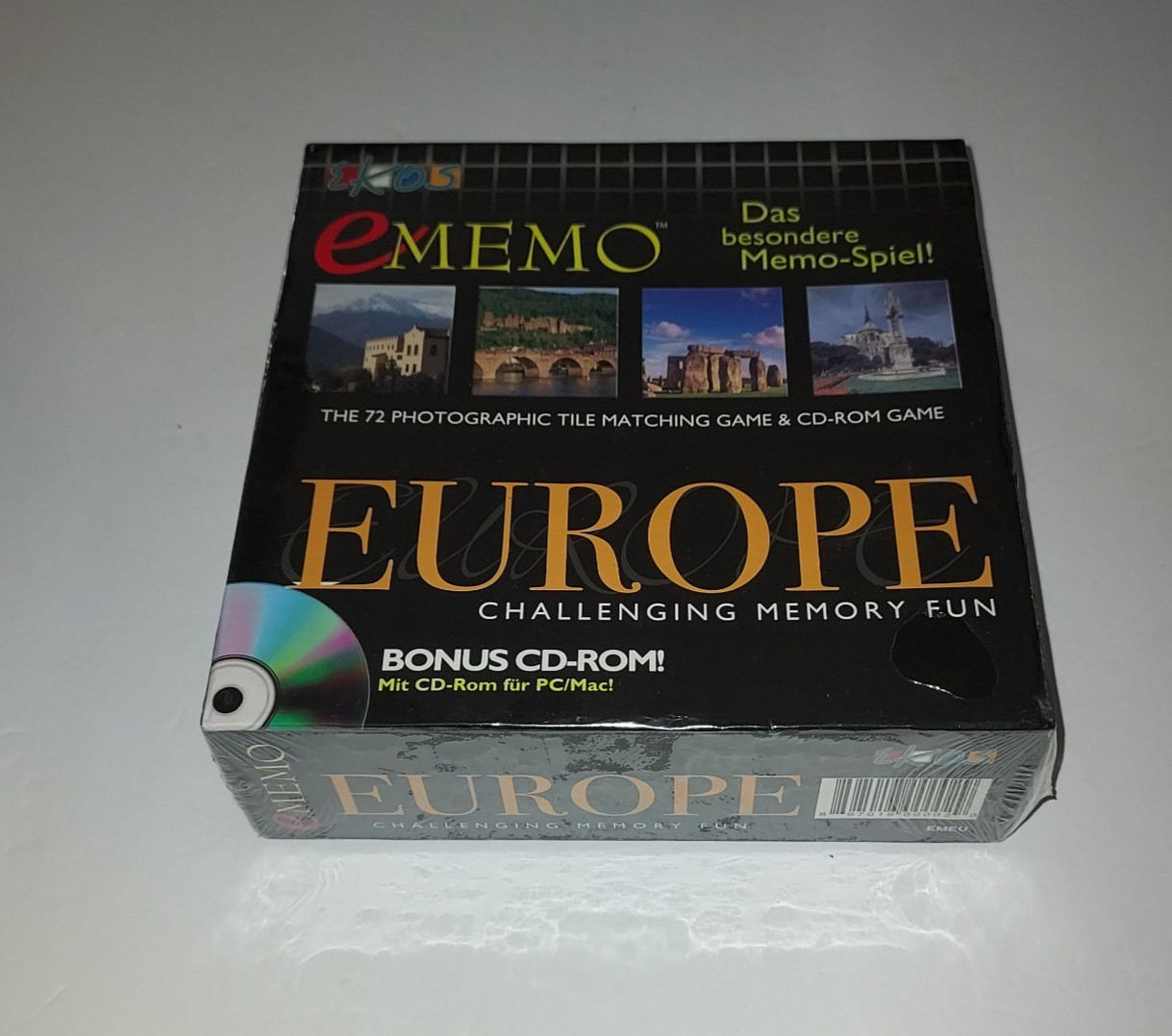 eMemo EUROPE 72 Photographic Tile Matching Game & CD-ROM Game NEW Memory Fun