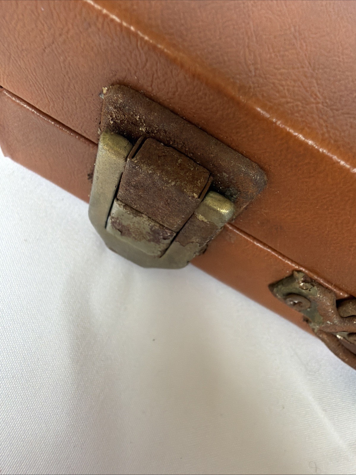 Vintage Backgammon Set Faux Leather Carrying Case Brown Striped Travel Board