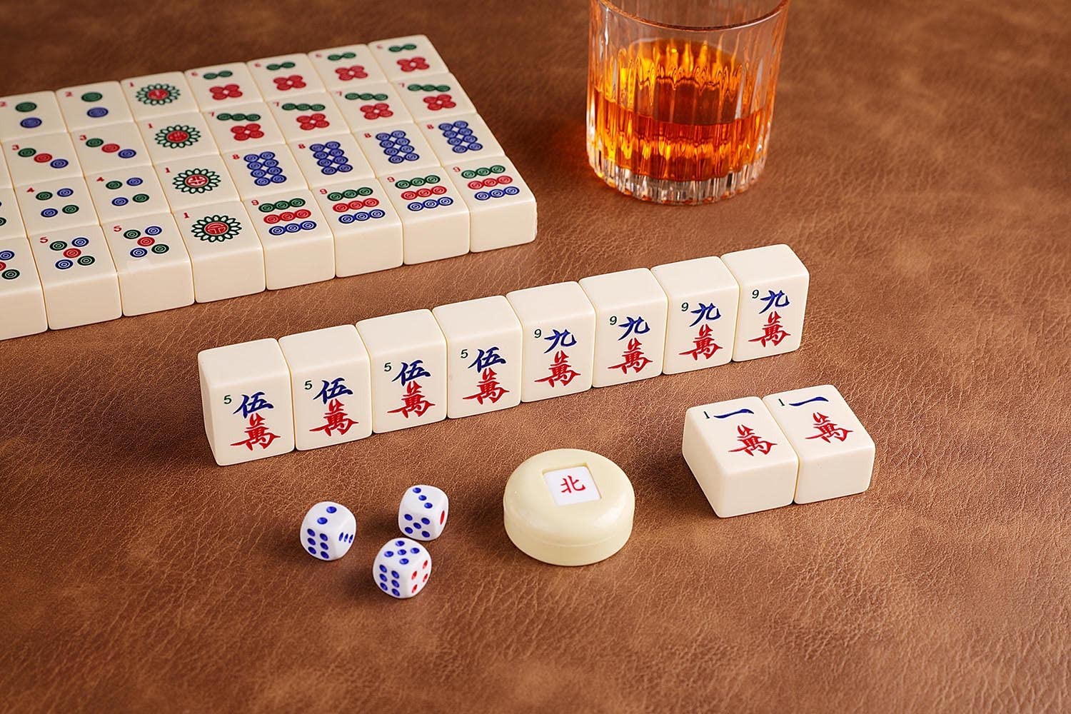 Mose Cafolo Chinese Mahjong Game Set 1.5 X-Large 144 Numbered White Ivory Color