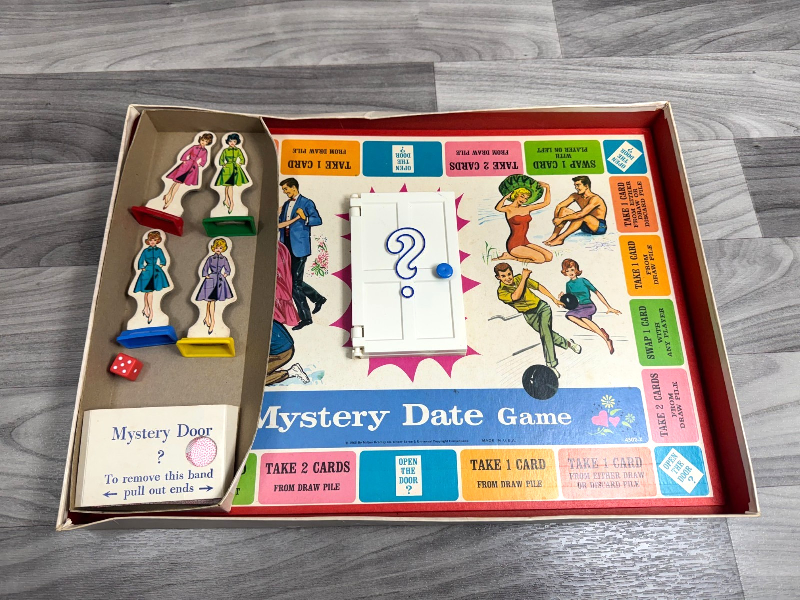 VINTAGE 1965 MILTON BRADLEY MYSTERY DATE GAME BOARD GAME MPN 4502 COMPLETE