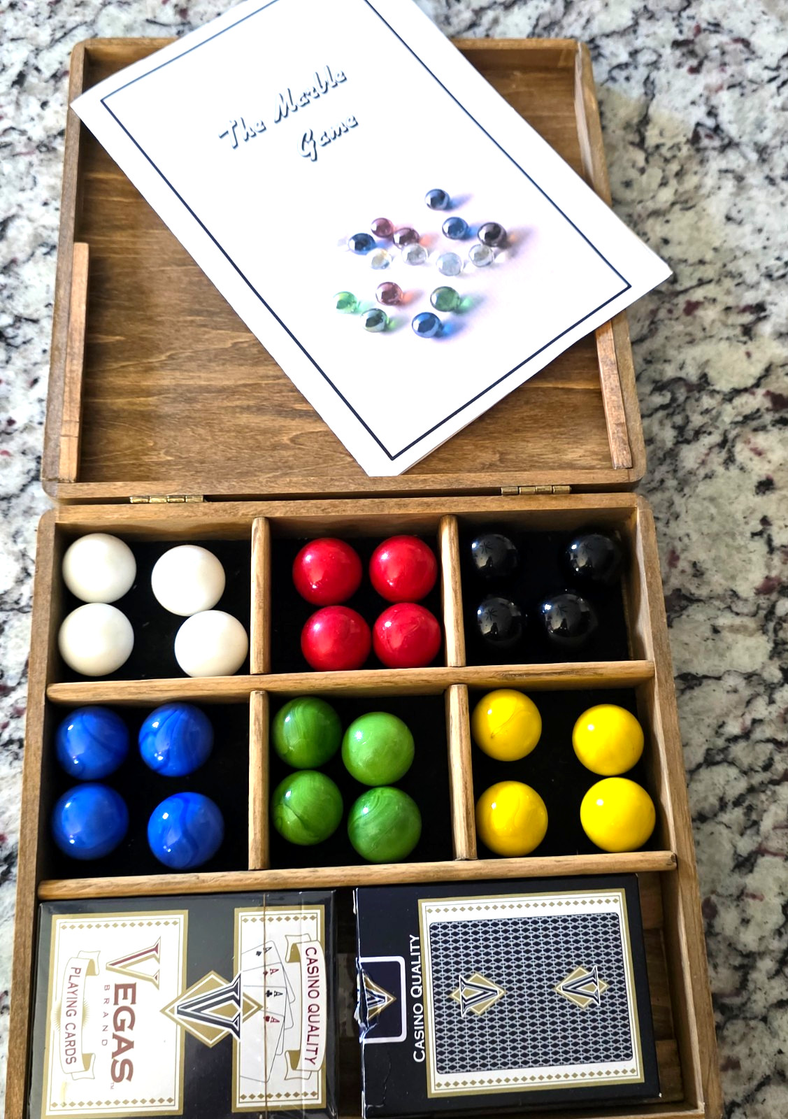 Handmade Vintage Heavy Solid Wood The Marble Game