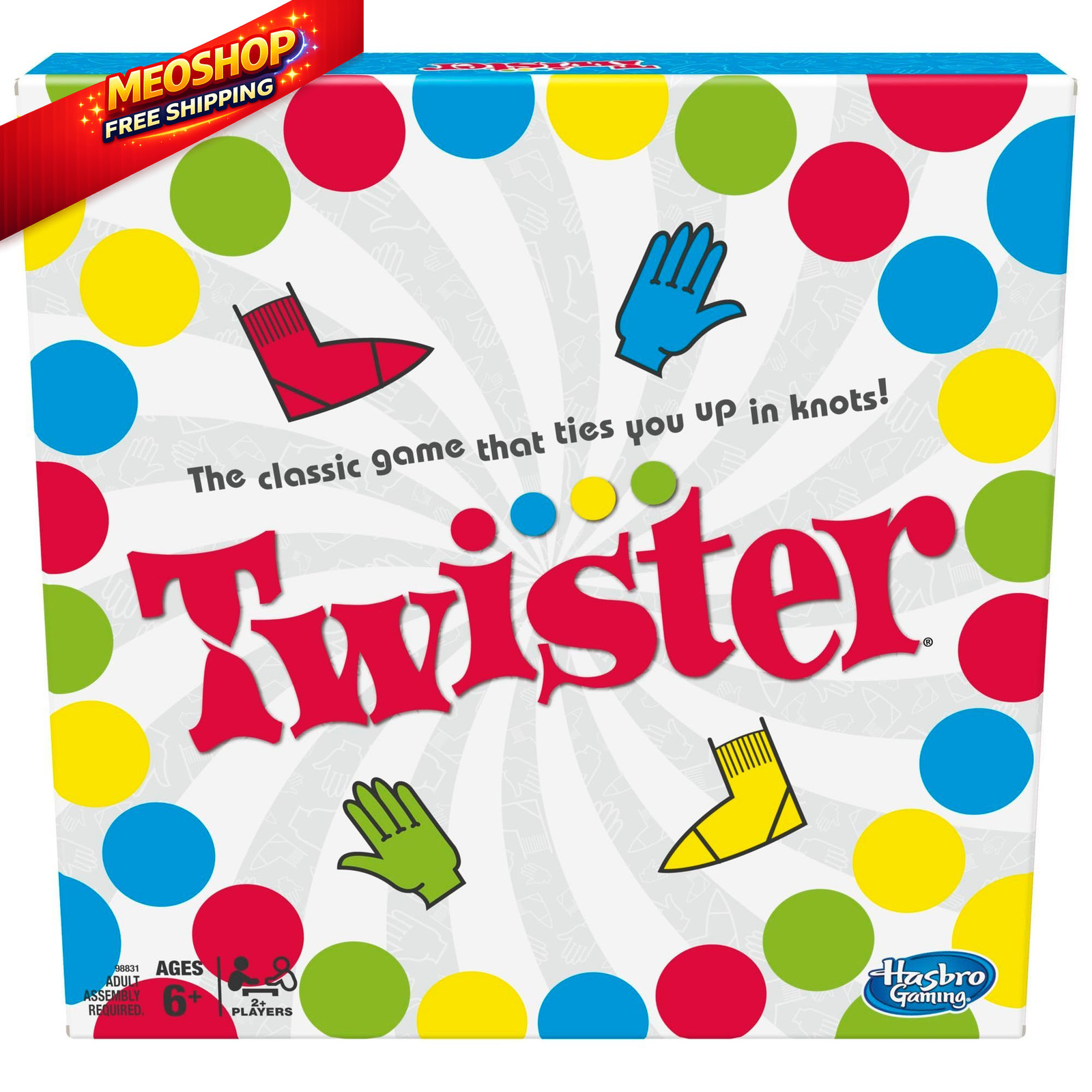 Hasbro Twister Party Classic Board One Size, Red, Yellow, Blue, Green, White