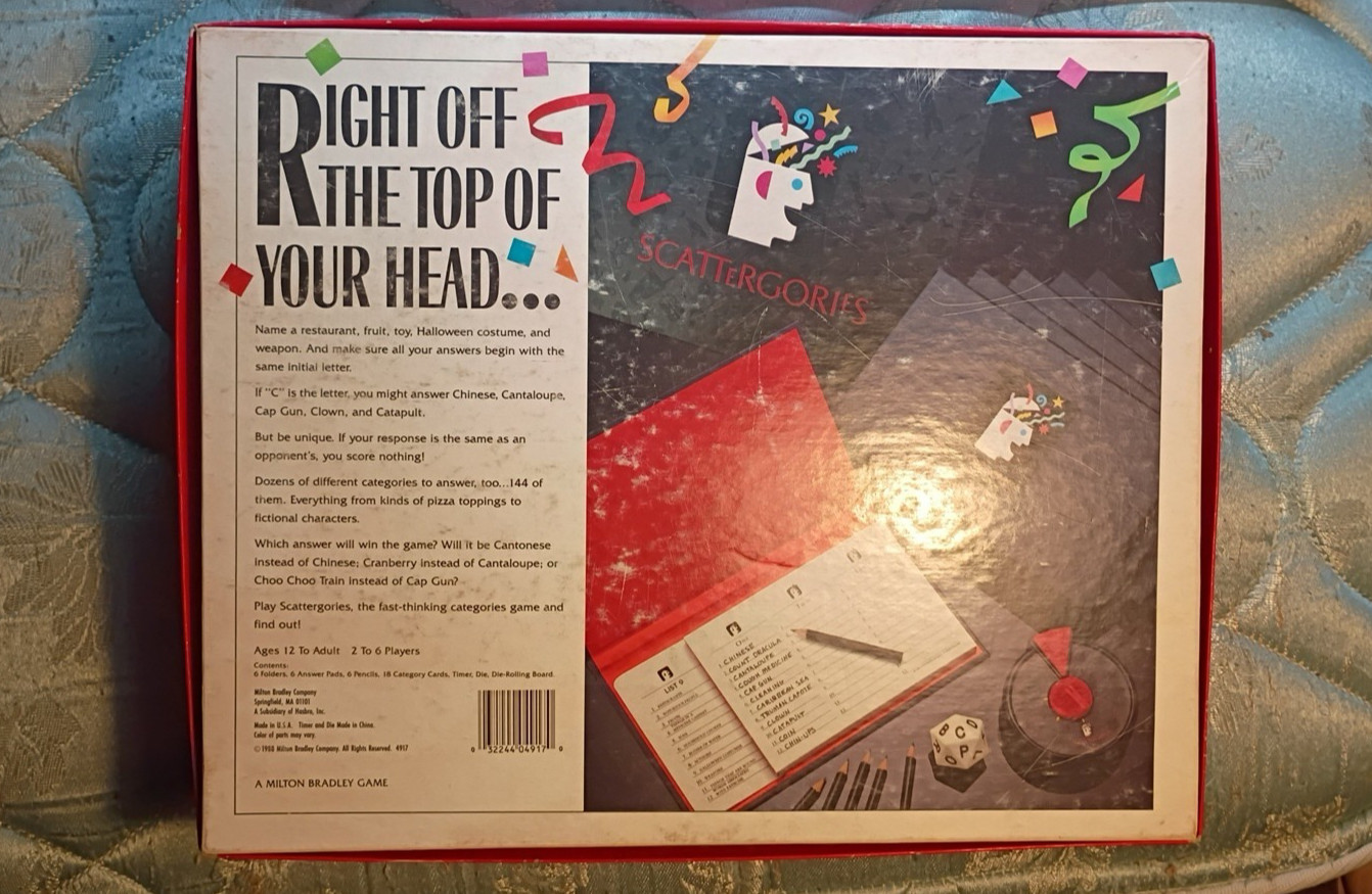 Scattergories Board Game – Complete 1988 – Vintage – COMPLETE SET!