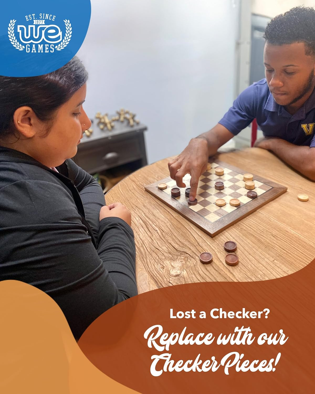 Wooden Checkers Pieces Only (1.5 Inch), Checker Board Game & Backgammon Pieces,
