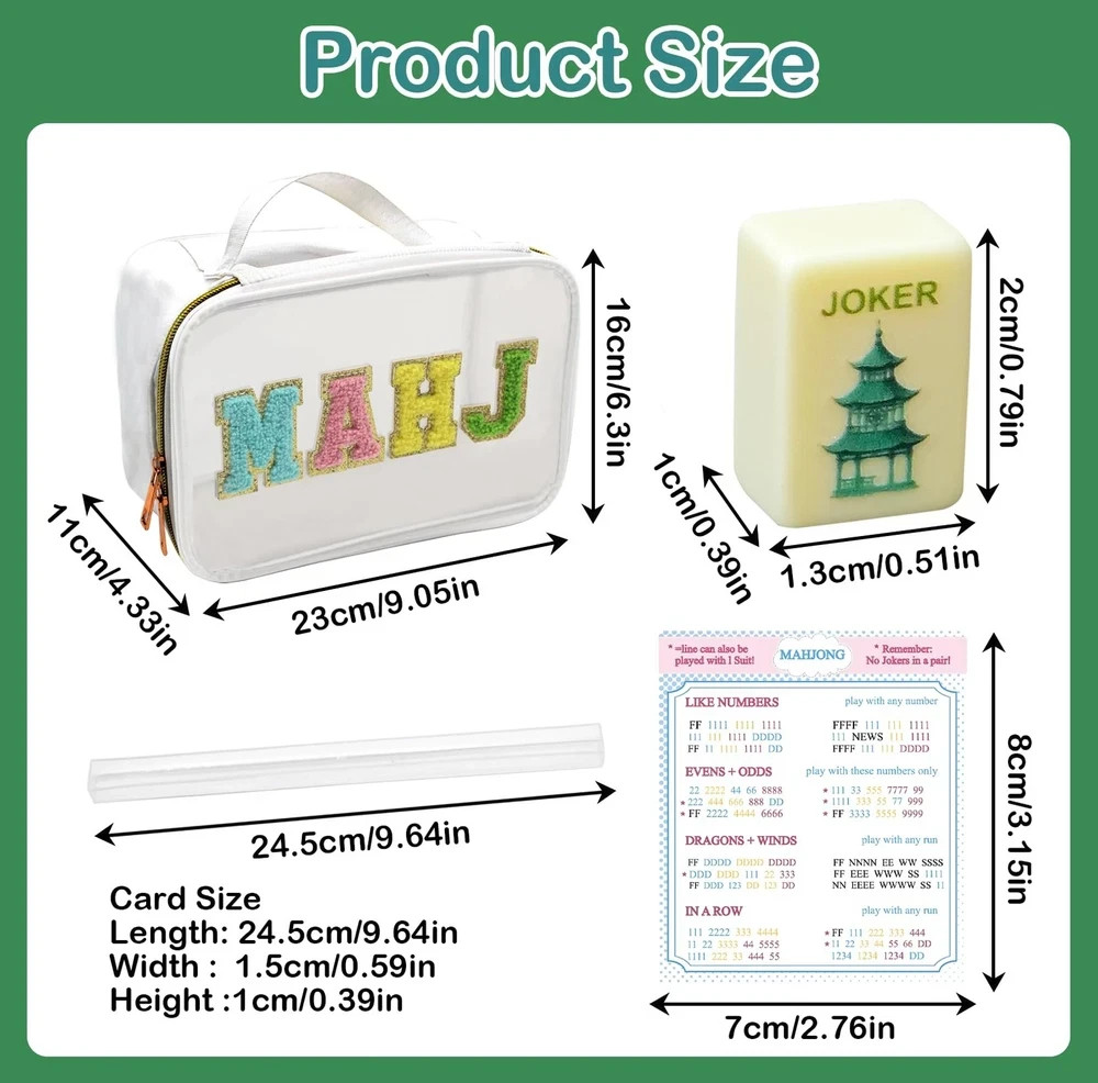 TUSAUW Mini American Mahjong Tile Set Include 166 0.8 Inch Mahjong Tiles 4 Di…