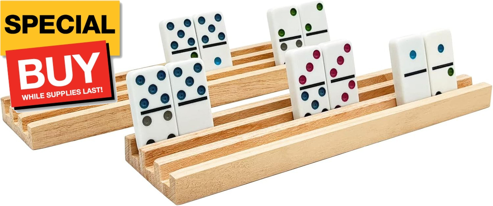 Wooden Domino Racks/Trays Set of 8 Natural Domino Trays Holders Organizer for Me
