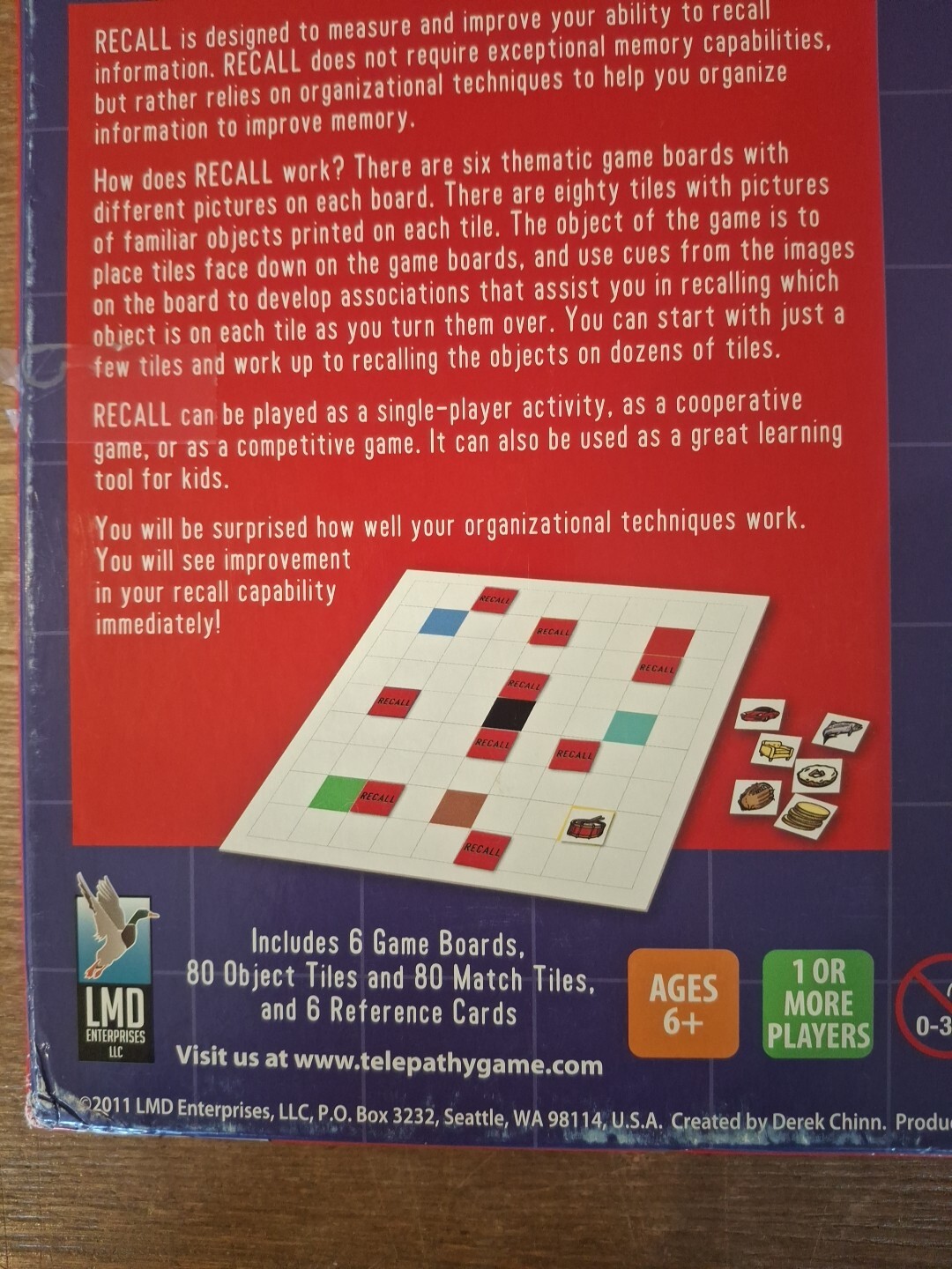 Recall Memory Game – The Fun and Effective Memory Improvement Tile Game NIB