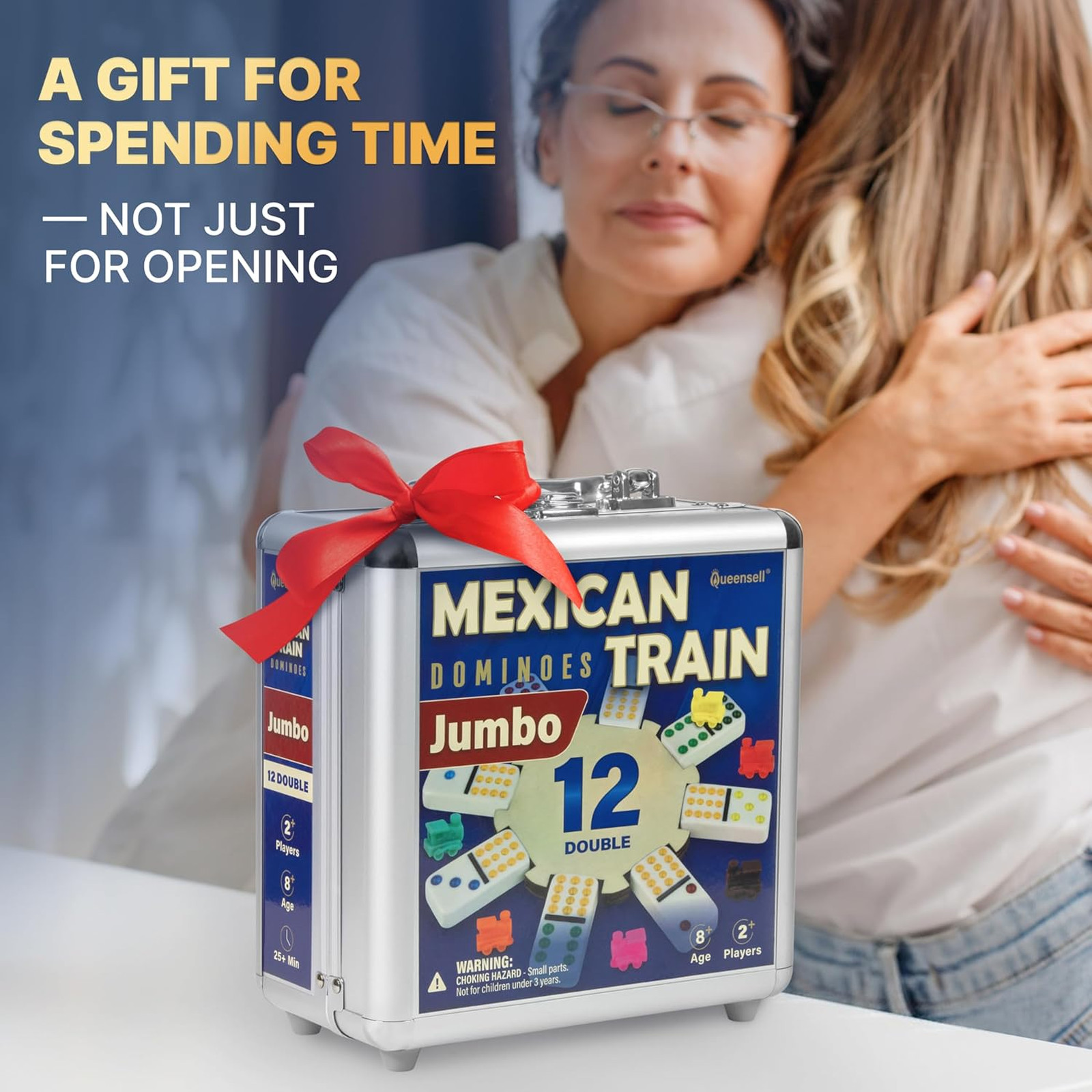 Mexican Train Dominoes Set with Jumbo Tiles – Double 12 Dominoes Set for Adults