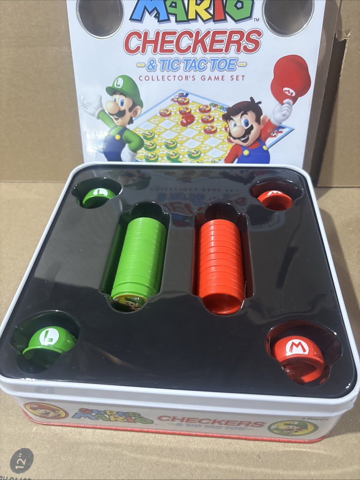 USAopoly Super Mario Vs Luigi Checkers And TTT Game Set Nintendo Open Never Used