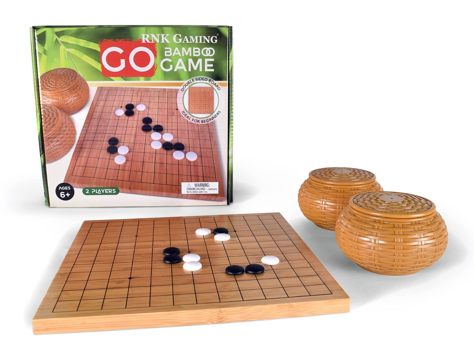 Rnk Gaming Beginners Go Game Set Reversible Bamboo 13 X 13/9 X 9 Grid Go Board