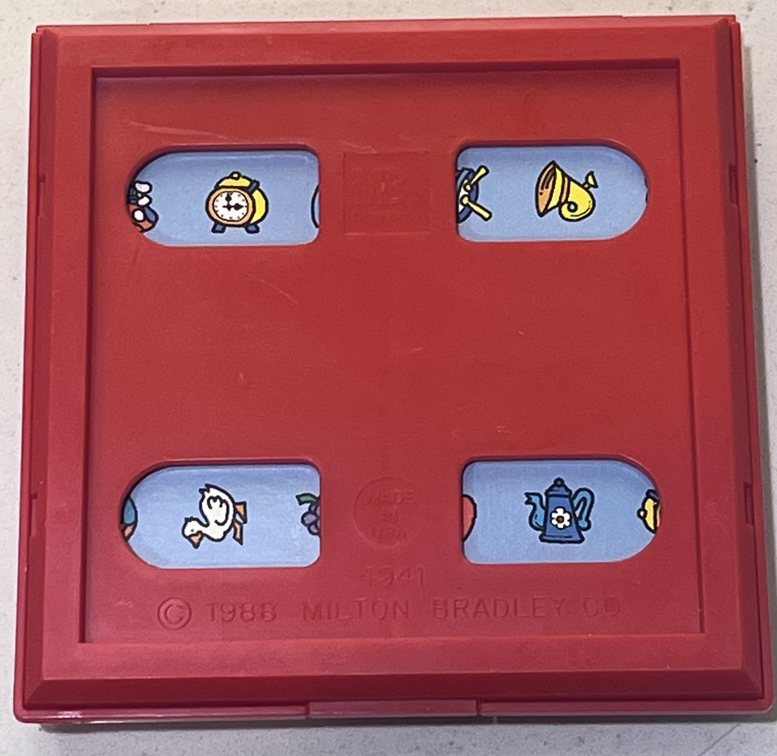 Vintage 1986 Milton Bradley Memory Game Complete No Box Flip Tile Travel Board