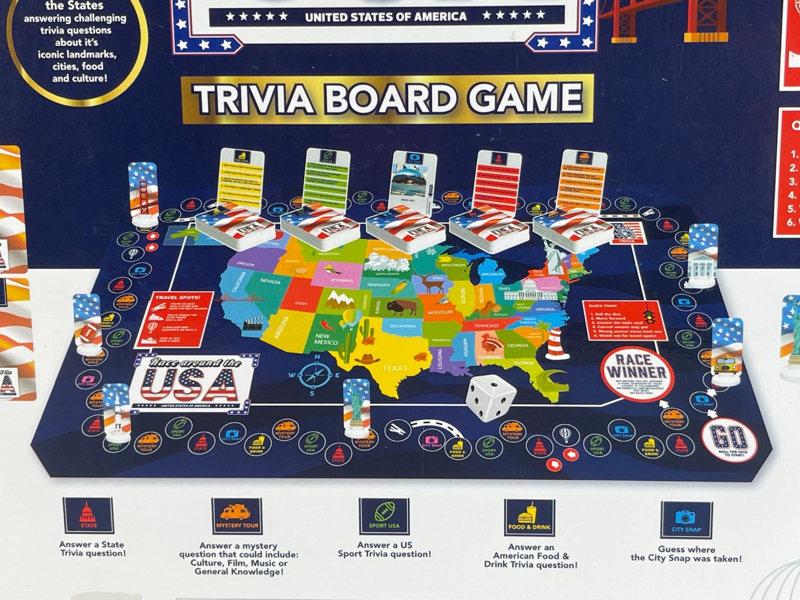 Race Around the USA Trivia Board Game GamesHub 2022 NEW Sealed Geography Fun