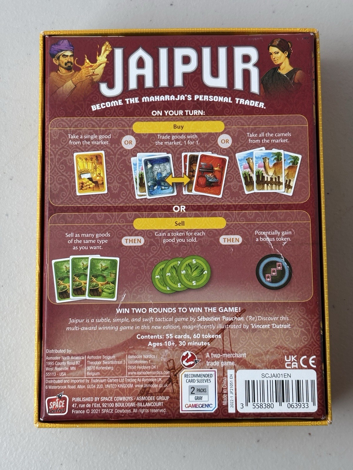 Jaipur New Edition 2-Player Card Game Asmodee & Space Cowboys – New Open Box