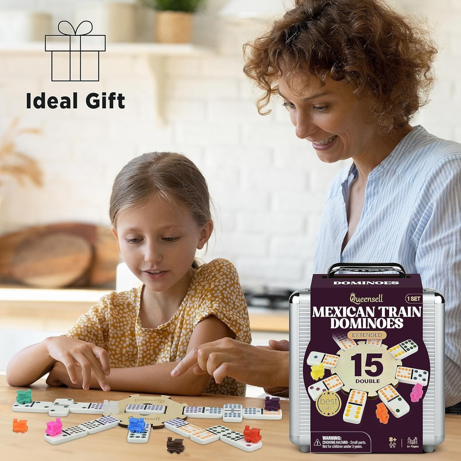 Mexican Train Dominoes Set Double 15, Dominoes Set for Adults and Family, Mex…