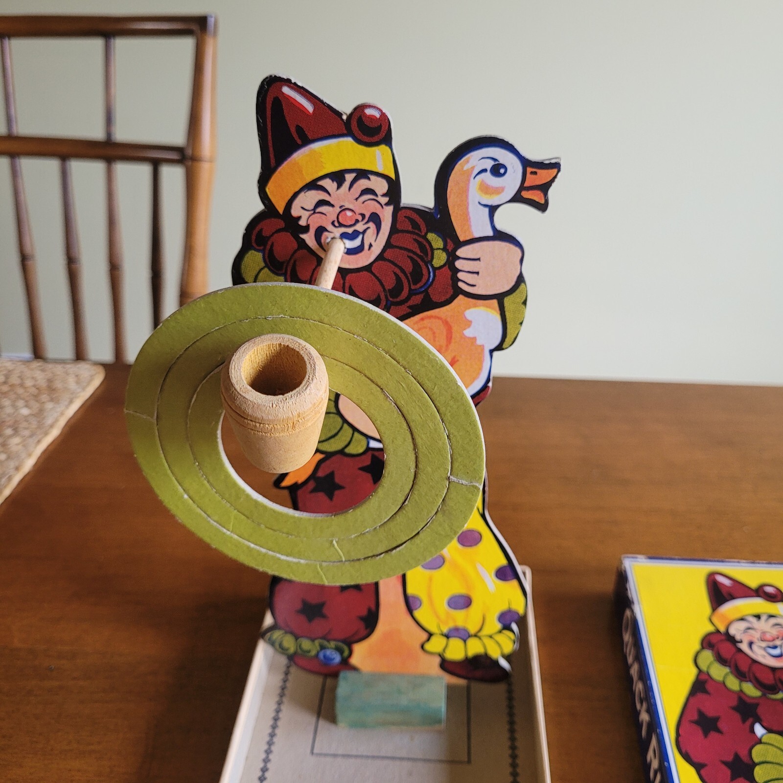 Vintage Quack Ring Toss Toy Game w/ Clown & Pipe Complete Rosebud Art Co 1940’s