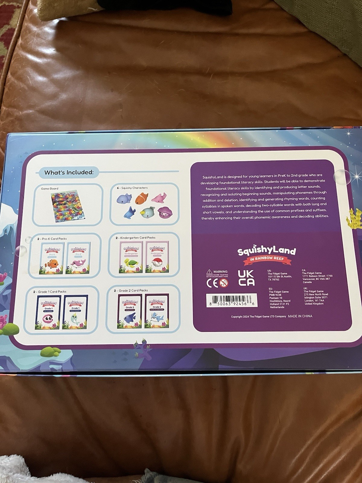 The Fidget Game SquishyLand Rainbow Reef Educational Phonics Reading Board Game