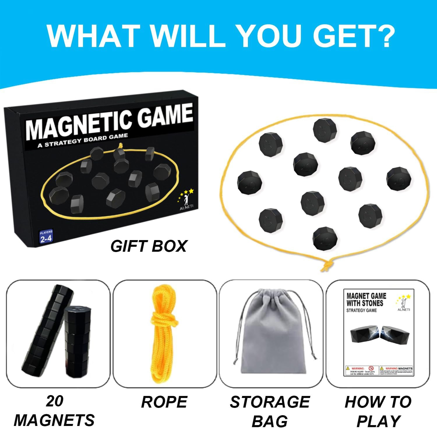 Magnet Game with String for Family Game Night & Travel & Camping – Magnetic Ches