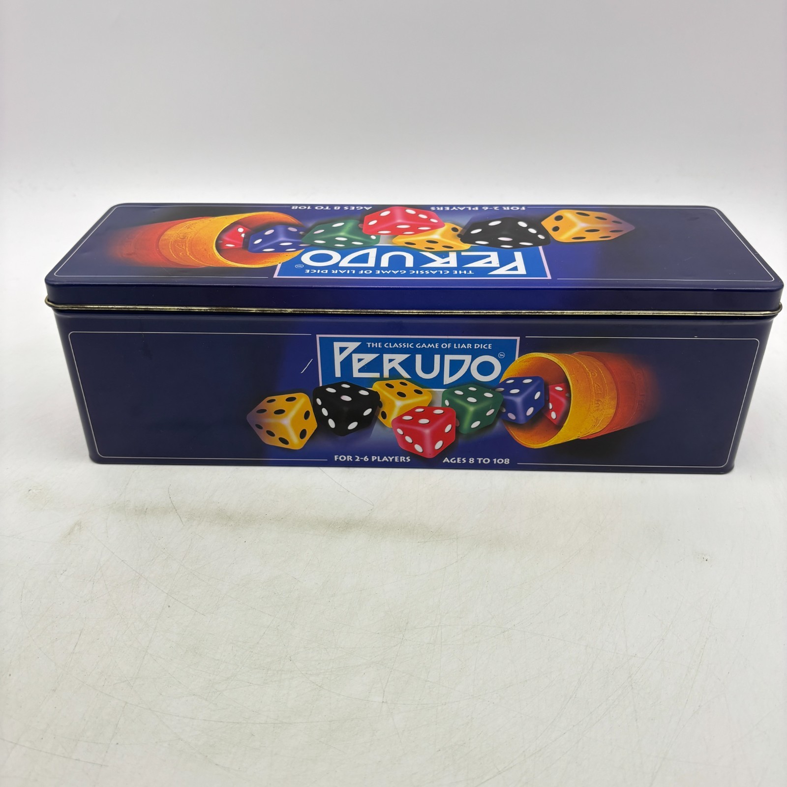 Perudo Liar’s Dice COMPLETE Pressman 2002 Cups Classic Game Tin