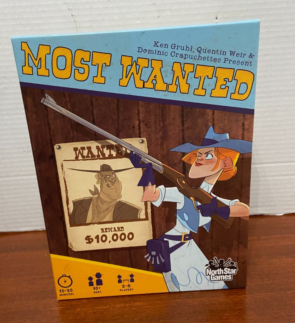MOST WANTED! Old West Board/Card Game NORTH STAR Games Open. Full Set