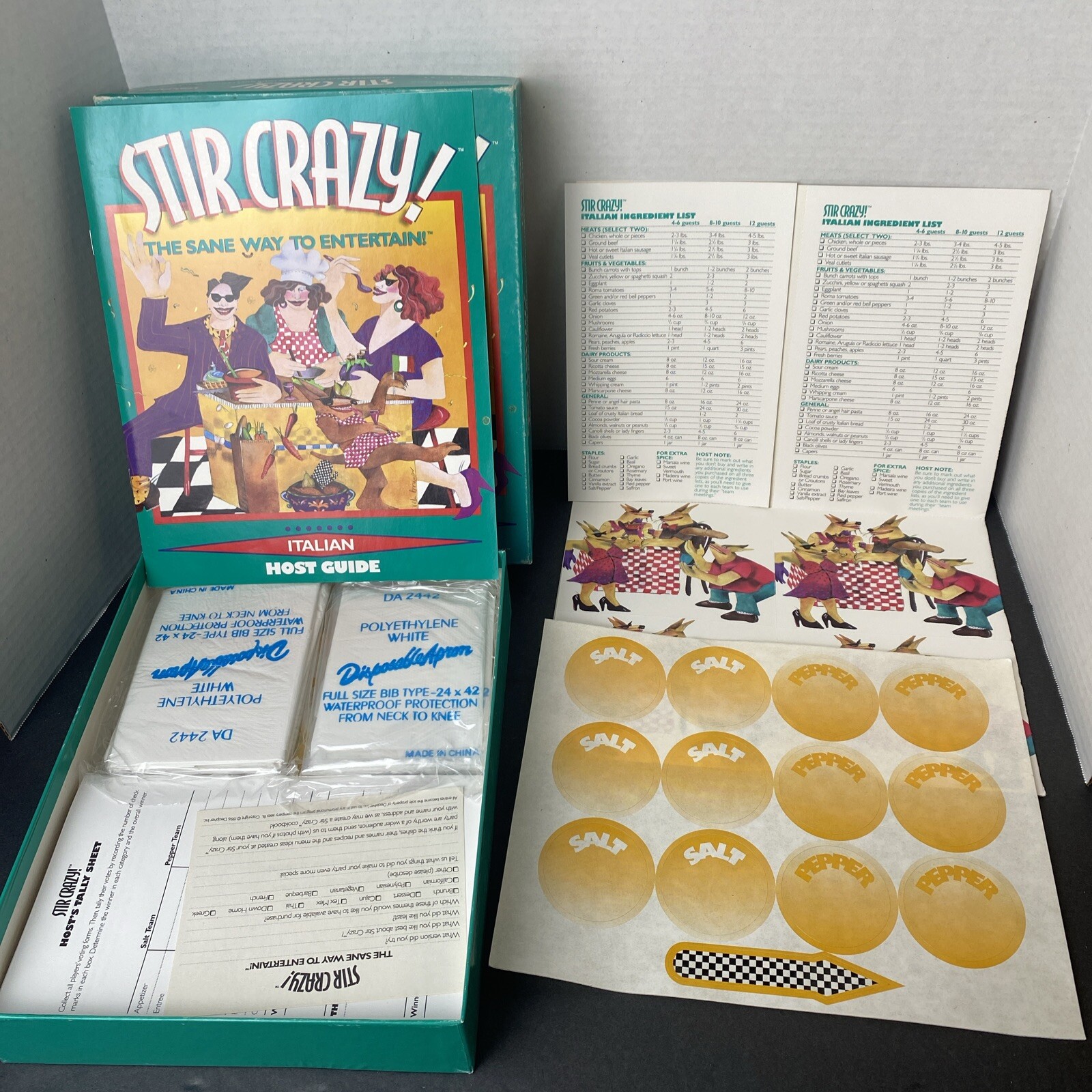 Stir Crazy! Italian The Sane Way to Entertain Dinner Party Game 1996 Retired