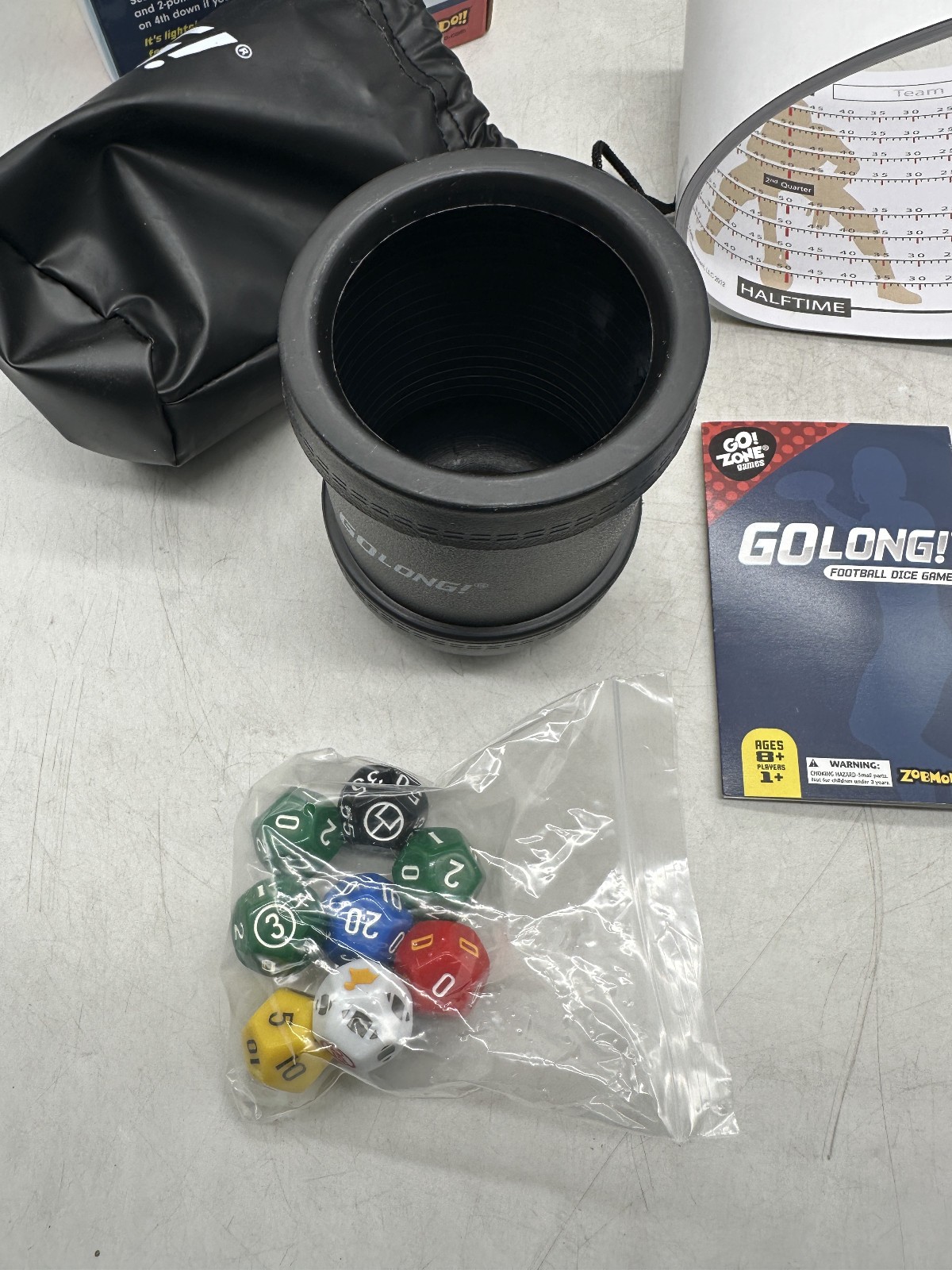 Go Long! Football Dice Game Go! Zone Games Zobmondo!! NiOB
