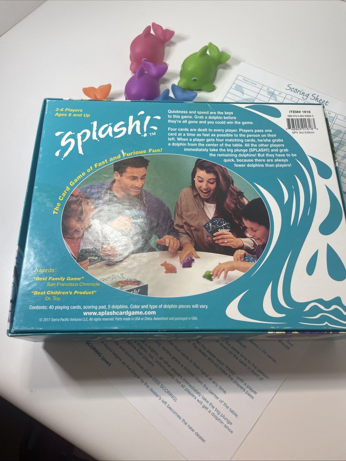 Splash! Matching Card Board Game Dolphin Kids Classic Family Fun 3-6 Players 6+