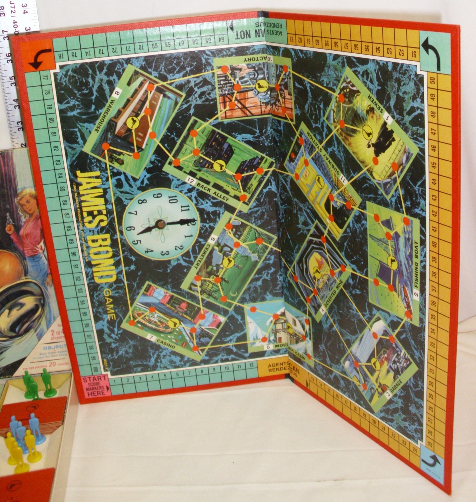 JAMES BOND SECRET AGENT 007 BOARD GAME SEAN CONNERY 1964 MILTON BRADLEY COMPLETE