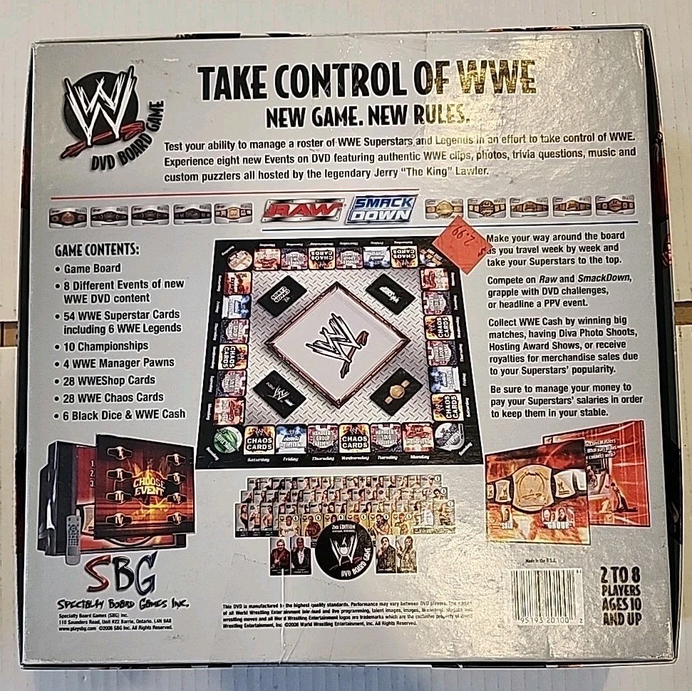 WWE DVD Board Game Specialty Board Games 2nd Ed Complete Exc Raw Smackdown 2006