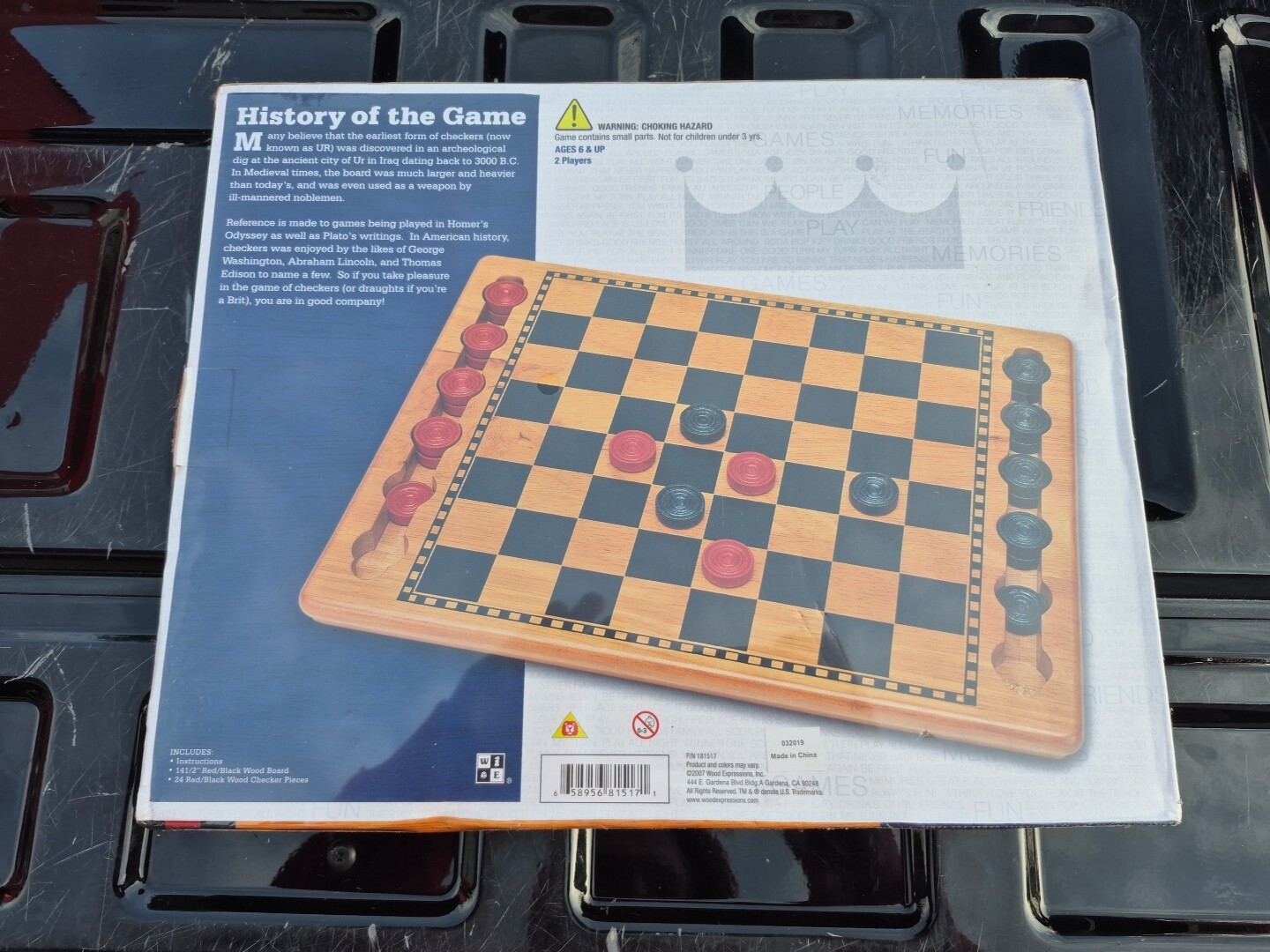 WE Games Traditional Red & Black Checkers Set, Solid Wood Board with Grooves NEW