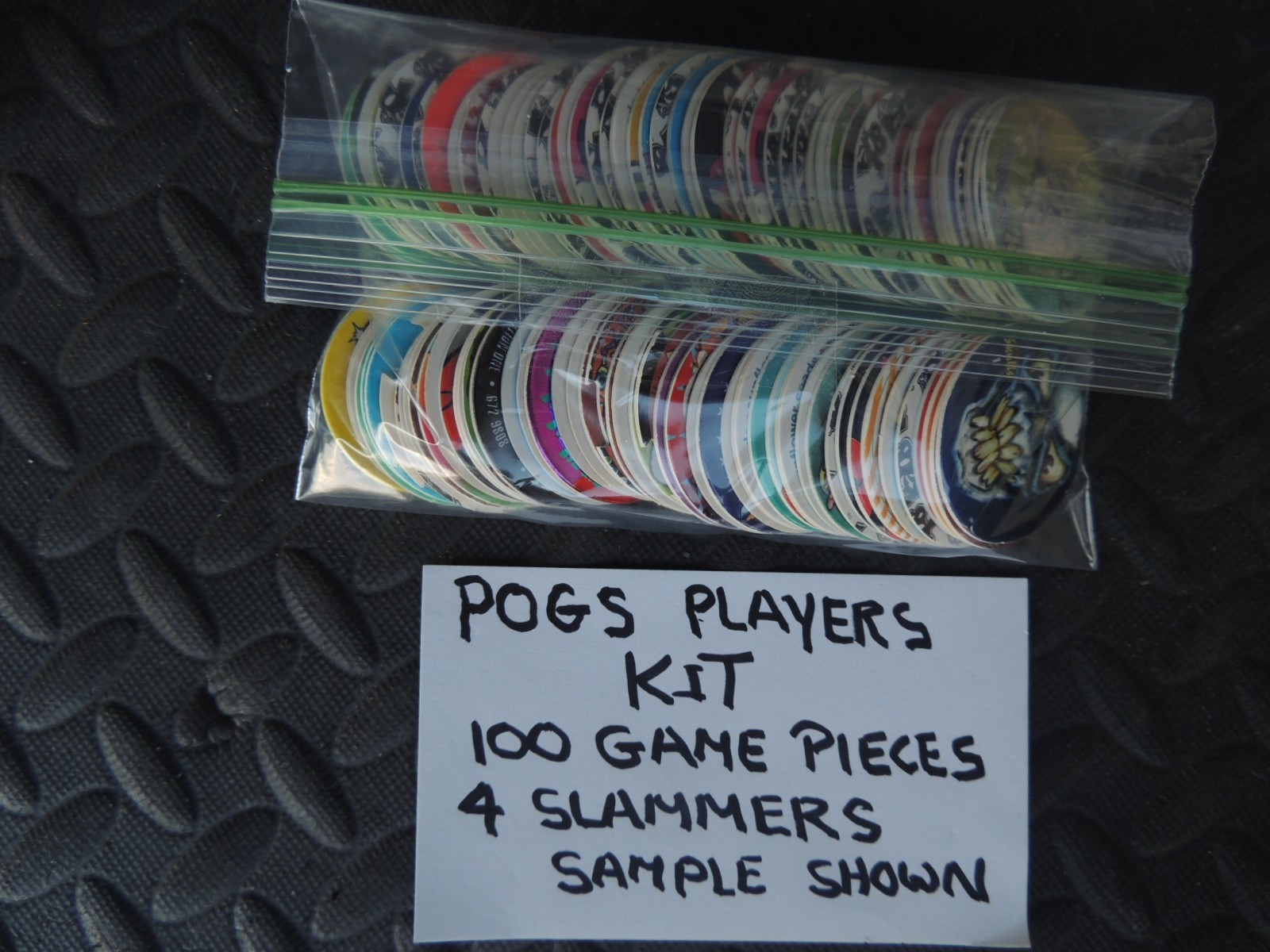 POGS SLAMMERS VTG 90’S CUSTOM PLAYERS KIT 100 GAME PIECES + 4 1/4 INCH SLAMMERS