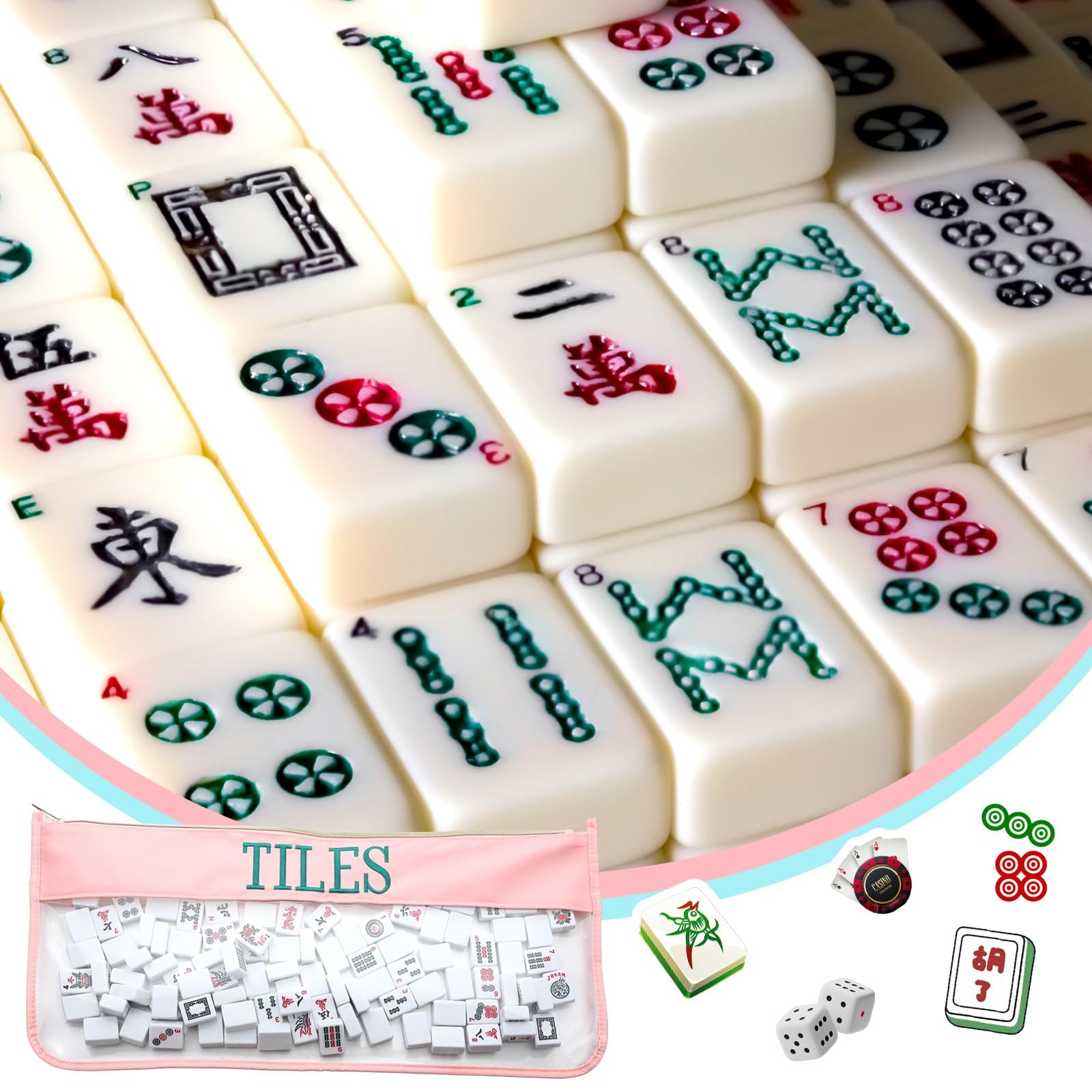 1 PCS Mahjong Bag – Empty Mahjong Tiles Bag Only with Zippered & Letters, Cas…